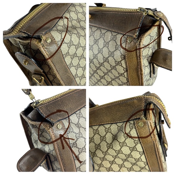 80's GUCCI Brown Supreme Canvas Web Carrier Boston Weekender Bag Made in Italy - Picture 8 of 17
